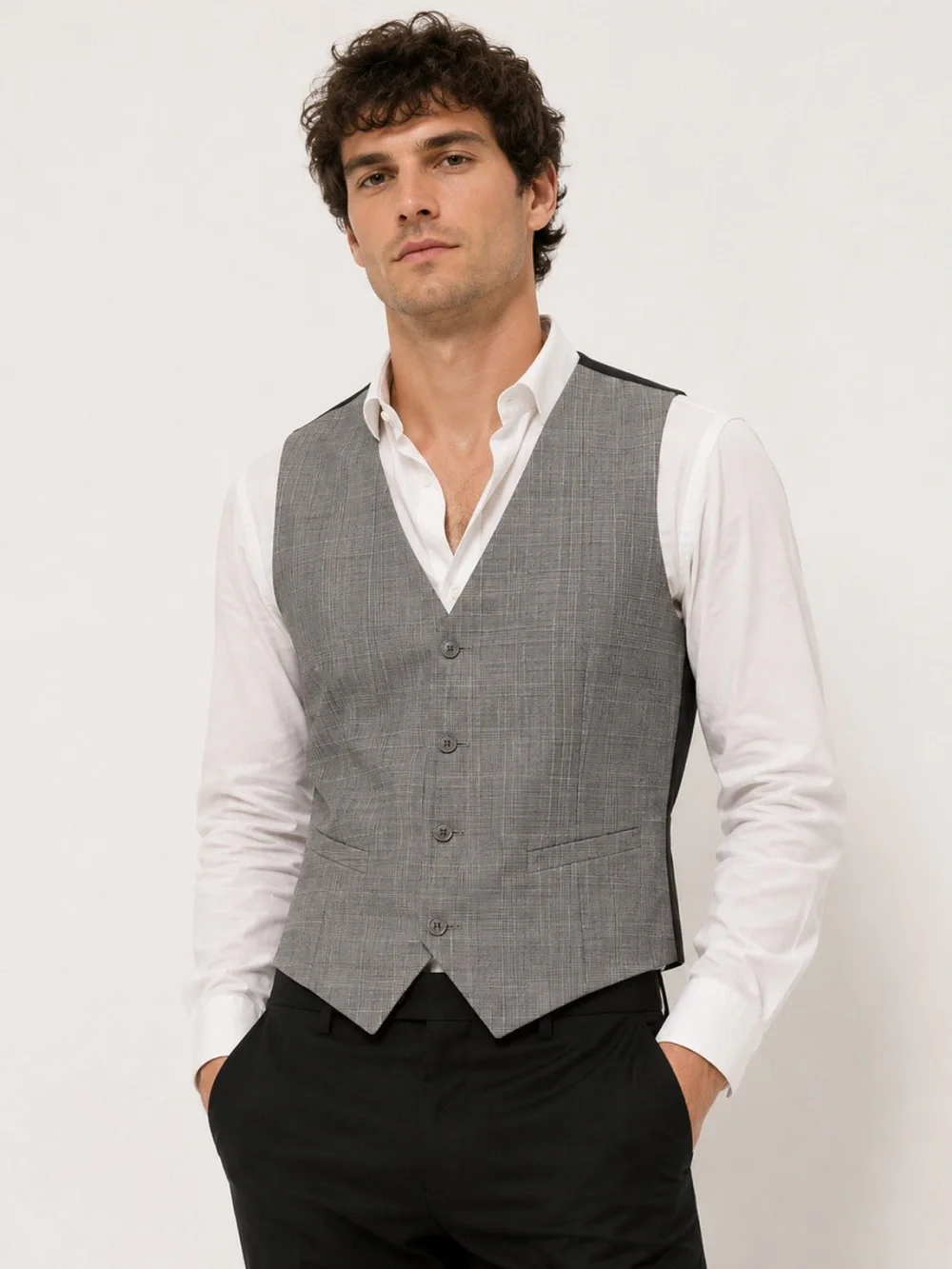 Calvin Klein Grey Plaid Mens Waistcoat Vest